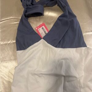Blue and White Halter Top